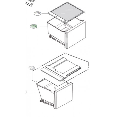 Gaveta do Congelador para Frigorifico LG